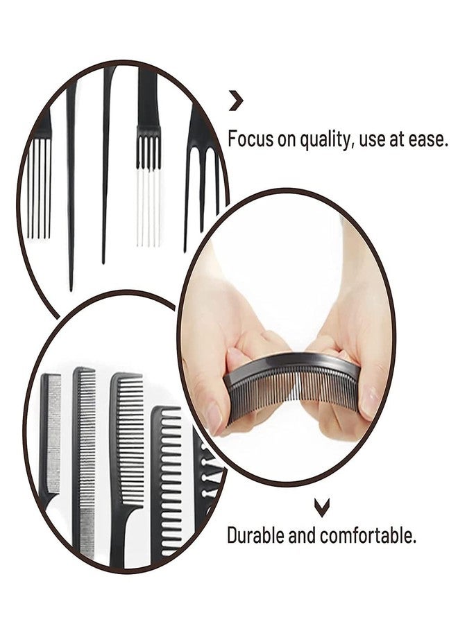 Calitate24 10Pcs Hair Combs Set Wide Tooth Comb Anti-static Barber Comb Fine Hair Styling Comb Professional Hairdressing Comb Detangling Combs Rat Tail Comb for Long Thick Curly Hair Men Women with Hair Brush - Image 4