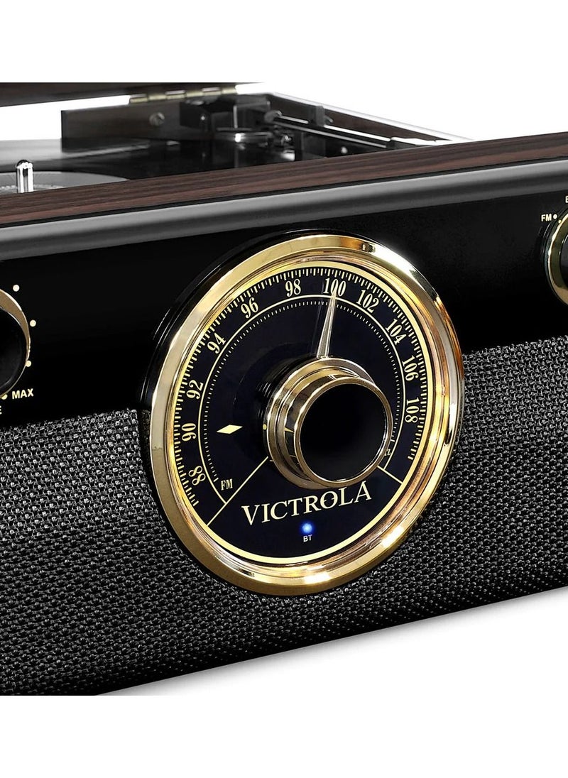 VICTROLA Victrola Empire 6 in 1 Bluetooth Vinyl Record Player with 3 Speed Turntable CD Player Cassette Player Radio Built in Speakers Aux In RCA Line Out Complete Wooden Music Center  - Image 3
