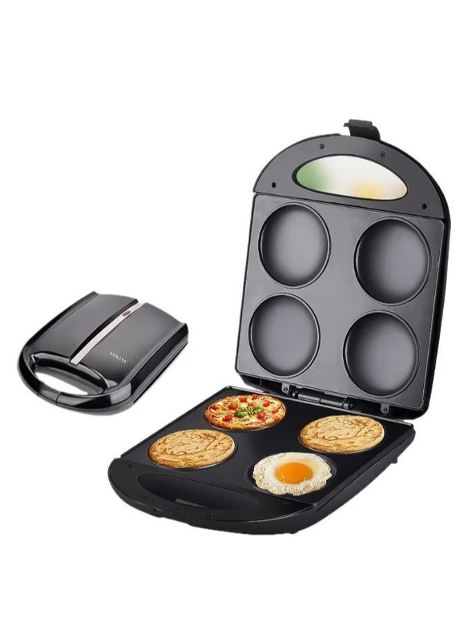 ELTRAZONE Mini Pancake Pan Non-Stick Griddle – 4-Cavity Pan Cake Maker for Perfect Flapjacks, Healthy Fried Eggs, Burgers, Omelettes & More, Easy-Clean Non-Stick Surface, Compact Design, 1400W Power, Model SK-822 Ideal for Quick Breakfast and Snacks  - Image 2