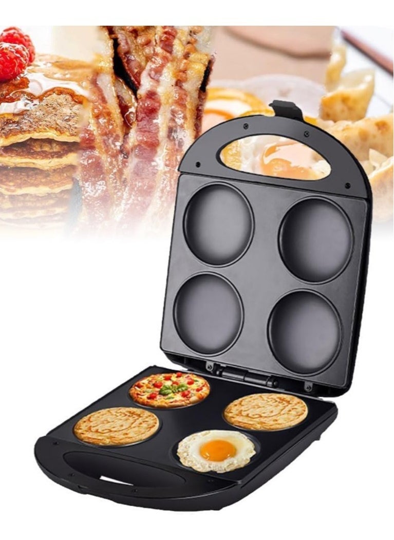 ELTRAZONE Mini Pancake Pan Non-Stick Griddle – 4-Cavity Pan Cake Maker for Perfect Flapjacks, Healthy Fried Eggs, Burgers, Omelettes & More, Easy-Clean Non-Stick Surface, Compact Design, 1400W Power, Model SK-822 Ideal for Quick Breakfast and Snacks  - Image 1