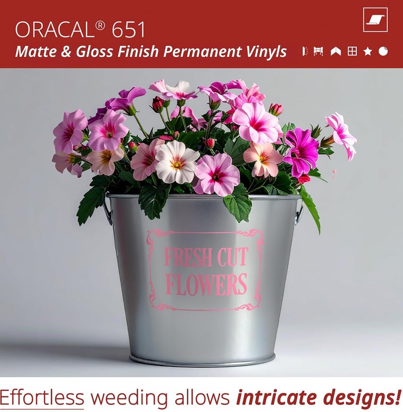 ORACAL 651 Matte Soft Pink Vinyl Durable Roll Easy to Weed Permanent Adhesive Craft Vinyl for Plotting Machines, Decals & DIY Projects 12” x 15ft + Transfer Tape - Image 3