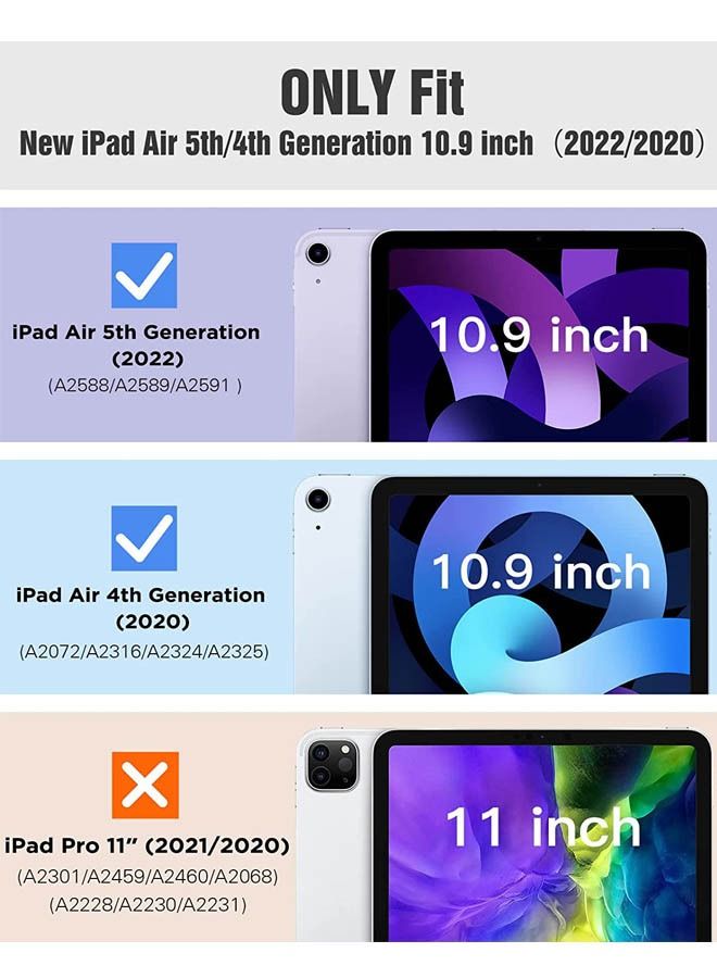 Rock Pow Protective Case Cover For iPad Air4/Air5 10.9 inch (2020/2022) Generation with Pencil Holder, [Support Apple Pencil Charging and Touch ID], Clear Transparent and Auto Wake/Sleep, - Image 2