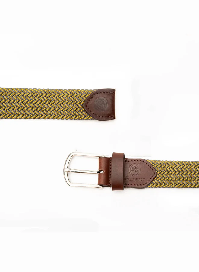 Bacca Bucci  Men's Stretchable Yellow Braided Canvas Belt with Tang Closure for Men | Best Price UAE