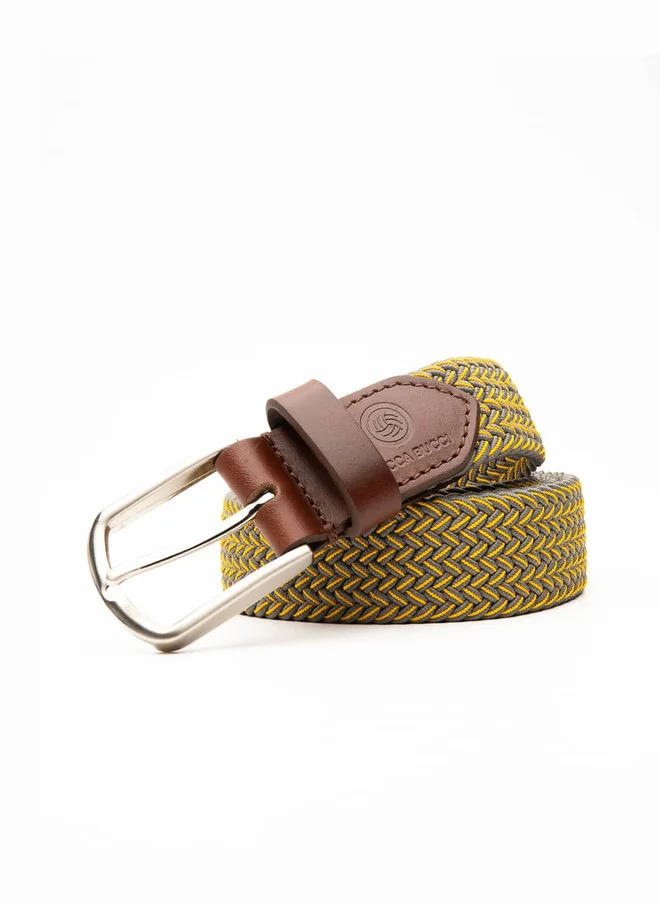 Bacca Bucci  Men's Stretchable Yellow Braided Canvas Belt with Tang Closure for Men | Best Price UAE