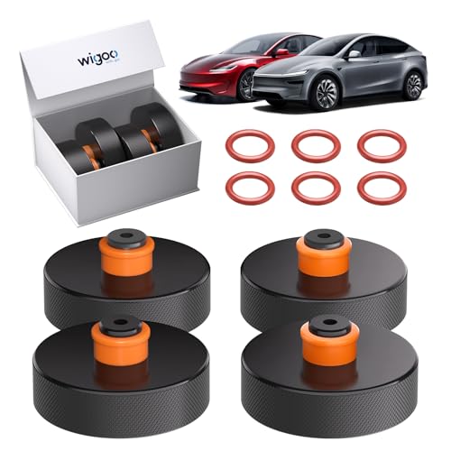 Wigoo Tesla Jack Pads for Model Y (Juniper) /3/S/X,【Heavy-Duty TPU, Battery Protection 】 Jack Lift Pucks, Odorless Non-Slip Tesla Accessories, Fits All Factory Jack Points, 4-Pack with Storage Case - Image 1