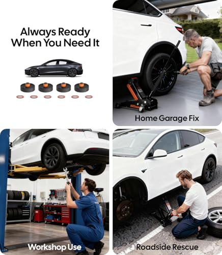 Wigoo Tesla Jack Pads for Model Y (Juniper) /3/S/X,【Heavy-Duty TPU, Battery Protection 】 Jack Lift Pucks, Odorless Non-Slip Tesla Accessories, Fits All Factory Jack Points, 4-Pack with Storage Case - Image 5