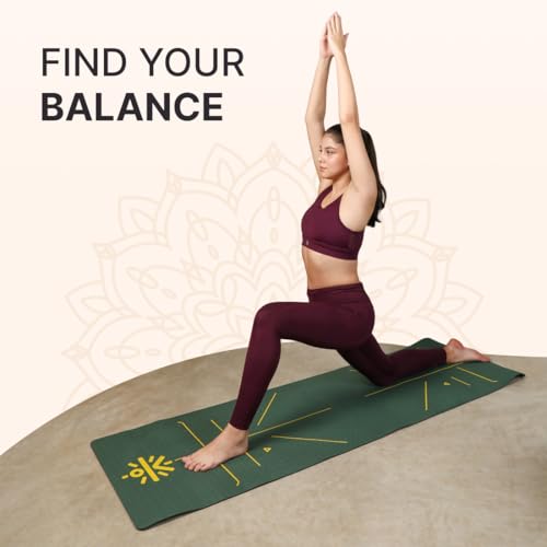 CULT Premium TPE Yoga Mat with Alignment Marks – 6mm Thick Non-Slip Exercise & Pilates Mat for Men & Women, Eco-Friendly, Sweat-Resistant with Carry Strap – Green - Image 3