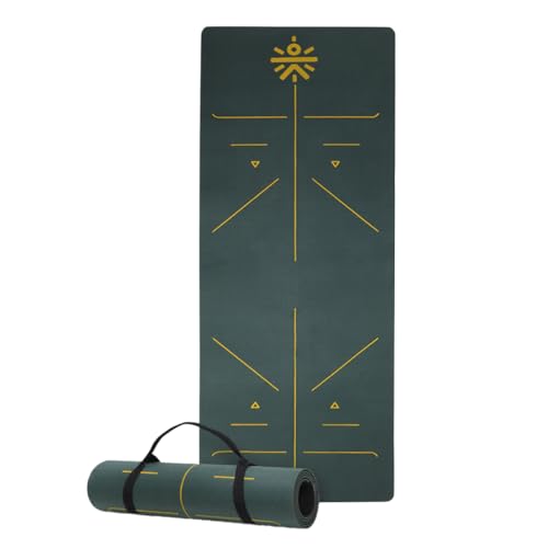 CULT Premium TPE Yoga Mat with Alignment Marks – 6mm Thick Non-Slip Exercise & Pilates Mat for Men & Women, Eco-Friendly, Sweat-Resistant with Carry Strap – Green - Image 1