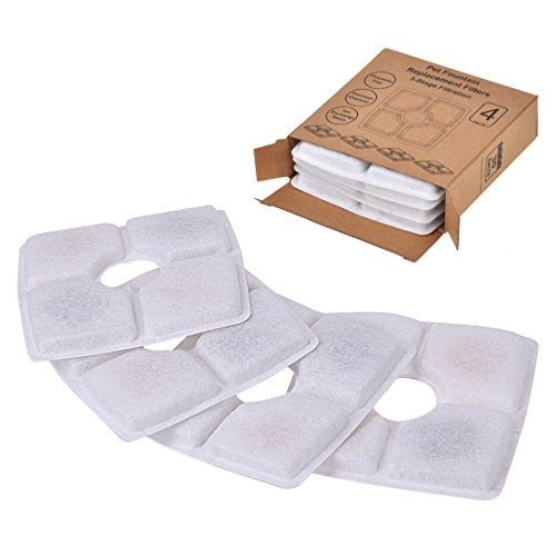 DEWEL 4 Packs Cat Fountain Filter Flower Pet Fountain Replacement Filters Activated Carbon Water Dispenser Filters - Image 2