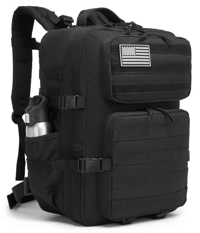 Wotony Military Tactical Backpack for Men Waterproof Daypack 3 Day Assault Pack Molle Bag with Water Bottle Holder Black 50L - Image 2