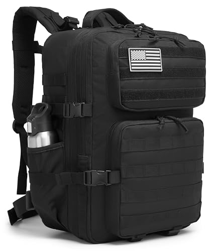 Wotony Military Tactical Backpack for Men Waterproof Daypack 3 Day Assault Pack Molle Bag with Water Bottle Holder Black 50L - Image 1