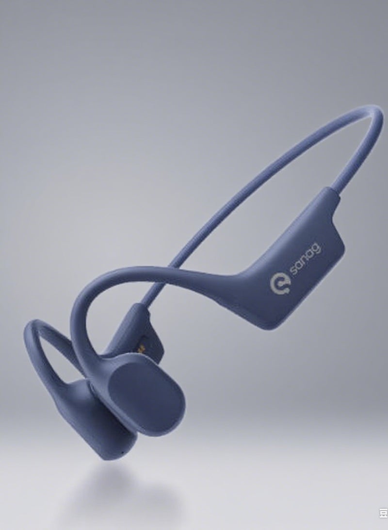 Sanag A30S Pro Max 32G Wireless Earphones Air Conduction Headphones Bluetooth 5.0 with Mic,Titanium Lightweight,Waterproof,Music Answer Phone Call for Running Hiking Driving Cycling, Blue
