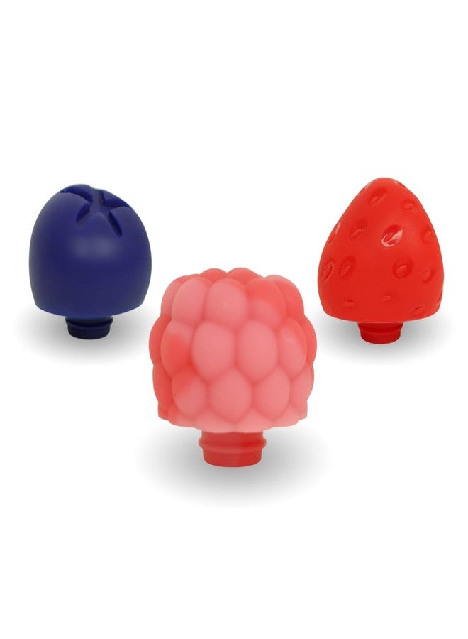 تشارلز فيانسين مجموعة من 3 سدادات زجاجات نبيذ سيليكون بتصميم التوت، مناسبة لزجاجات المشروبات الغازية أو زجاجات النبيذ - واحدة من كل تصميم - Image 1