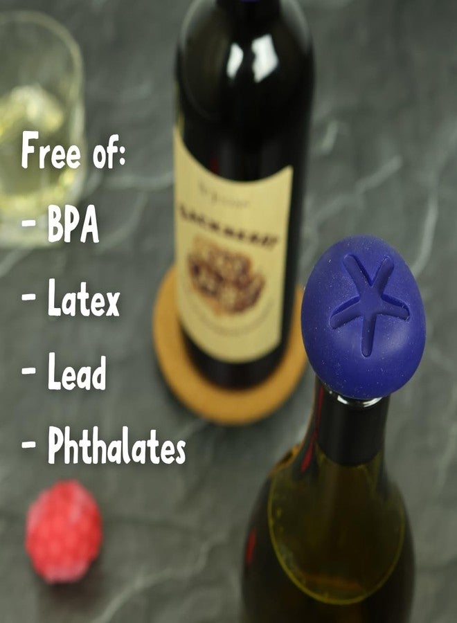 تشارلز فيانسين مجموعة من 3 سدادات زجاجات نبيذ سيليكون بتصميم التوت، مناسبة لزجاجات المشروبات الغازية أو زجاجات النبيذ - واحدة من كل تصميم - Image 3