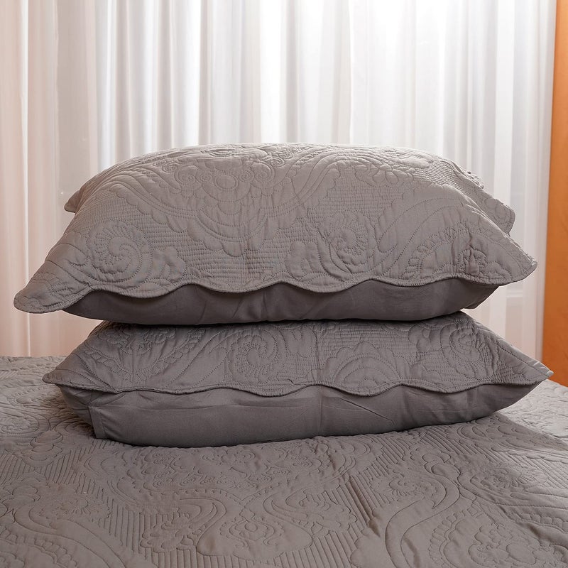 Bosowos مبطن وسادة shams مجموعة من 2 زخرفية microfiber Queen الحجم وسادة السرير وسادة ناعم التنفس الأغطية مع إغلاق المظروف (رمادي 20 × 30 بوصة) - Image 5