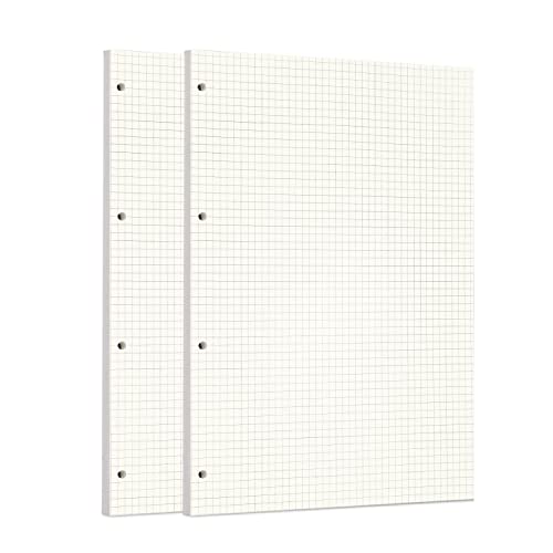 Zelten 2 Pack A4 90 Sheets/180 Pages Squared Loose Leaf Punched Paper Refills Paper for 4 Hole Binder Personal Organizer Diary Notebook Refillable Planner - Image 1