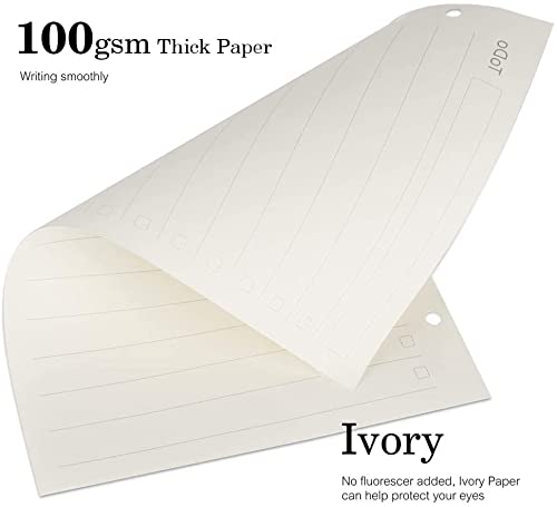 Zelten 2 Pack A4 90 Sheets/180 Pages Squared Loose Leaf Punched Paper Refills Paper for 4 Hole Binder Personal Organizer Diary Notebook Refillable Planner - Image 5