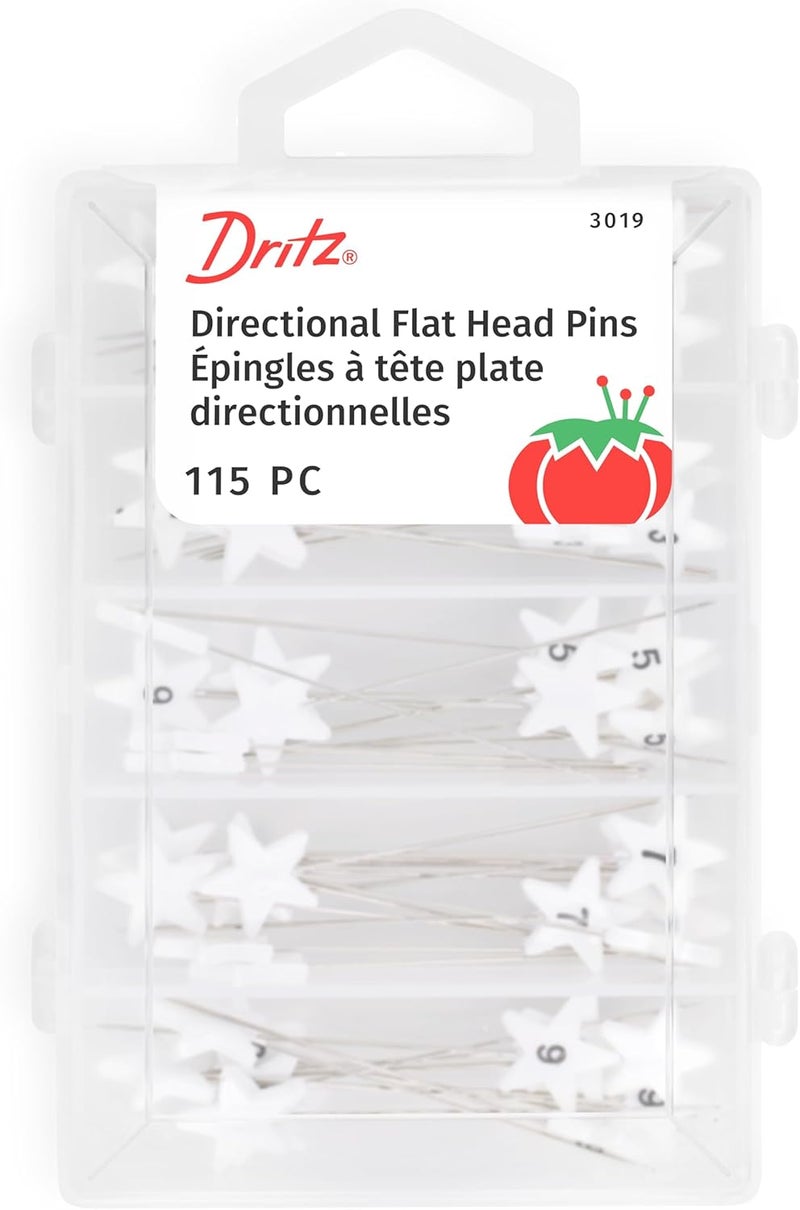 Dritz 3019 Flat Head Numbered and Directional Pins (115-Count) , White - Image 1