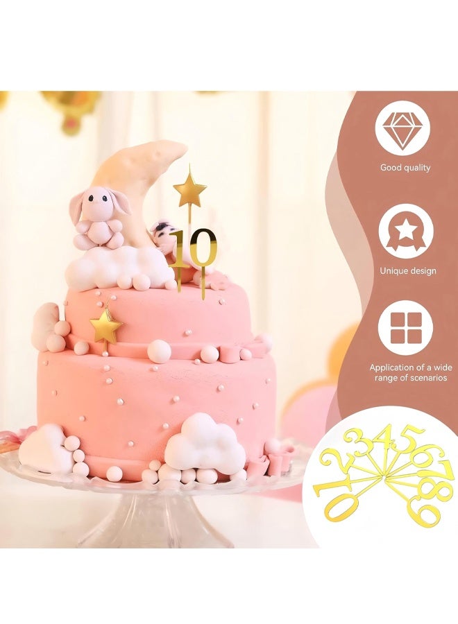 Gold Acrylic Cake Topper Numbers 0-9, Personalised Acrylic Cake Topper Set for Birthday Wedding Anniversary Graduation Party Decorations, 10PCS Reusable Number Toppers - Image 4
