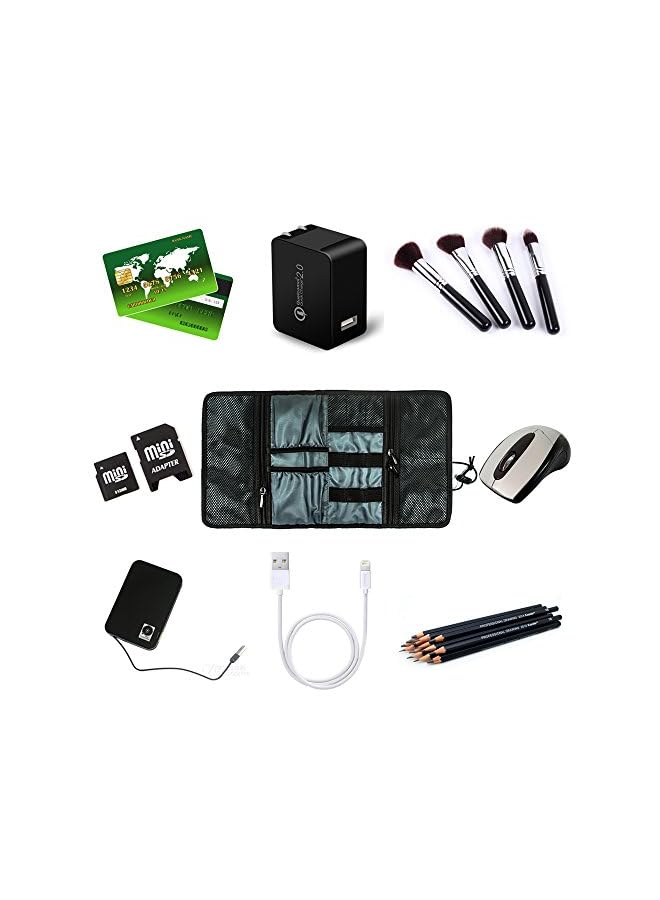 Procases Electronic Organizer Cord Pouch, Travel Cable Charger Phone Accessories Bag Organizer Roll Up Tech Carrying Case For Usb Cables Sd Memory Cards Earphone Flash Hard Drive –Black - Image 5