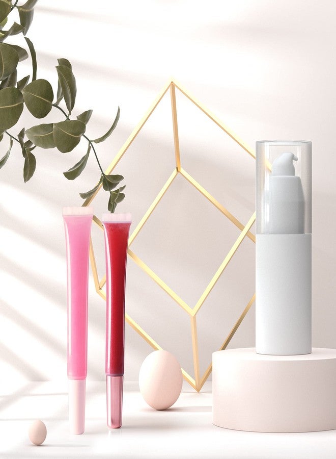 COSIDEA 50 PCS Empty long slim 15ml squeeze lip gloss tube lip oil soft tubes with Syringes, pink lid, - Image 5