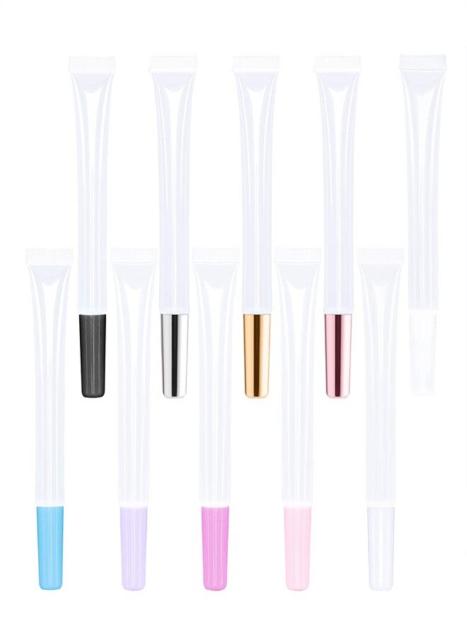 COSIDEA 50 PCS Empty long slim 15ml squeeze lip gloss tube lip oil soft tubes with Syringes, pink lid, - Image 3