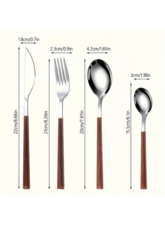 16 Piece Stainless Steel Cutlery Set with Knives Forks Spoons Dishwasher Safe - Image 4
