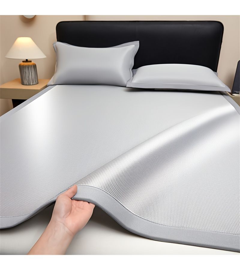 Summer Cooling Mat With 1 2 Pillowcase Light Grey 78.74x86.61 Inch Breathable Ice Feeling Mat Foldable For Home Bedroom Student Dormitory - Image 3