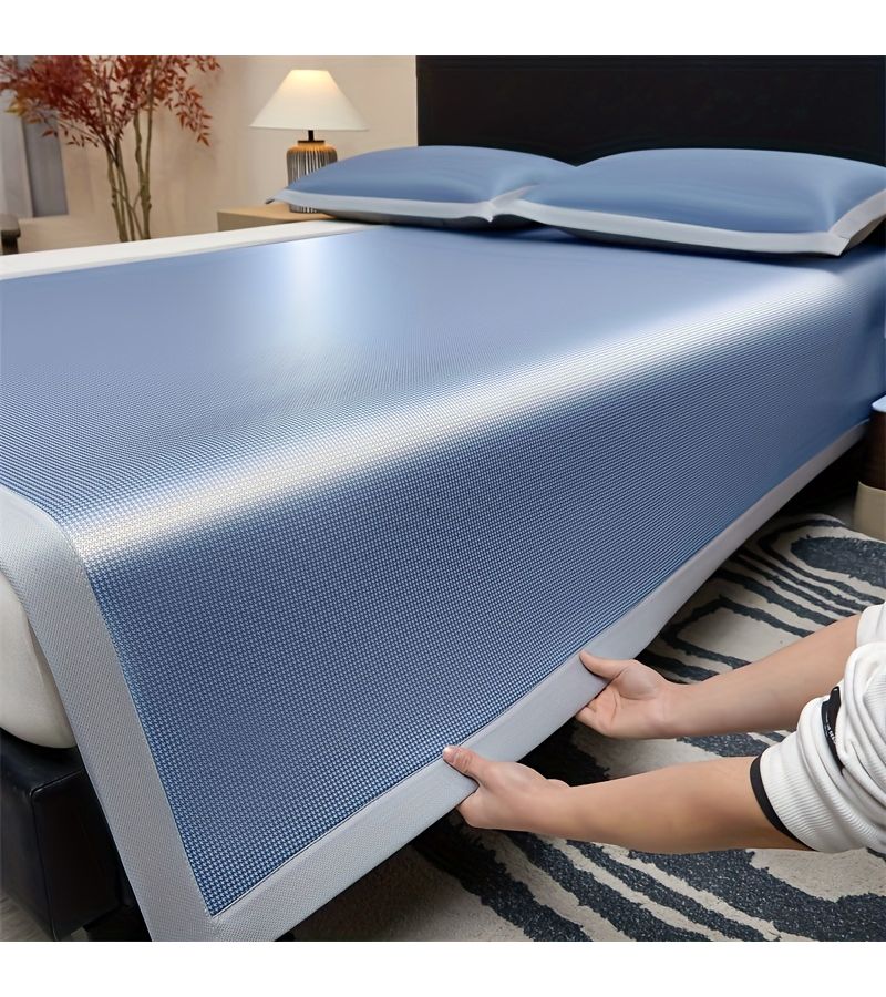 Summer Cooling Mat With 1 2 Pillowcase Light Grey 78.74x86.61 Inch Breathable Ice Feeling Mat Foldable For Home Bedroom Student Dormitory - Image 2