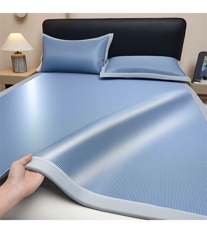 Summer Cooling Mat With 1 2 Pillowcase Light Grey 78.74x86.61 Inch Breathable Ice Feeling Mat Foldable For Home Bedroom Student Dormitory - Image 5