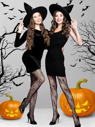 BOARDFEB 4 Pairs Tights Fishnet Stockings Floral Pantyhose Stockings Leggings Lace Tights for Women Girls Halloween - Image 4