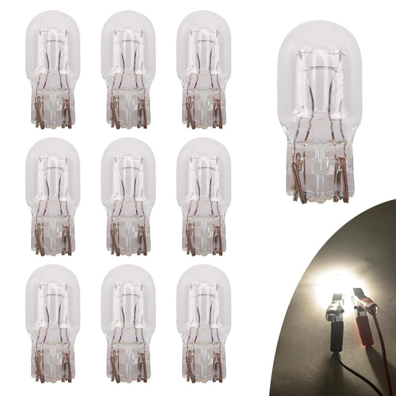 Slykew 10 PCS Car T20 18917443 Dual Wire Brake Bulb 12V 215W Super Bright Turn Signal Tail Light DRL Indicator Light Micro Bulb Parts Automotive Universal Lighting Accessory for Cars White