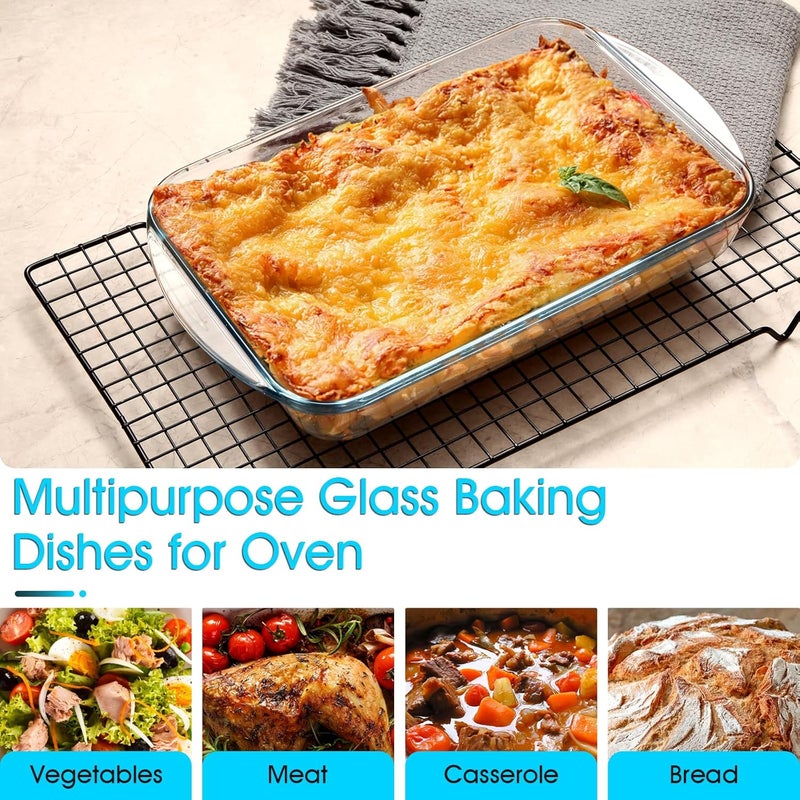 NUTRIUPS 1.8Quart Glass Baking Dish for Oven, 12x7x2in Tempered Lasagna Pan, Rectangular Oven Safe - Image 5