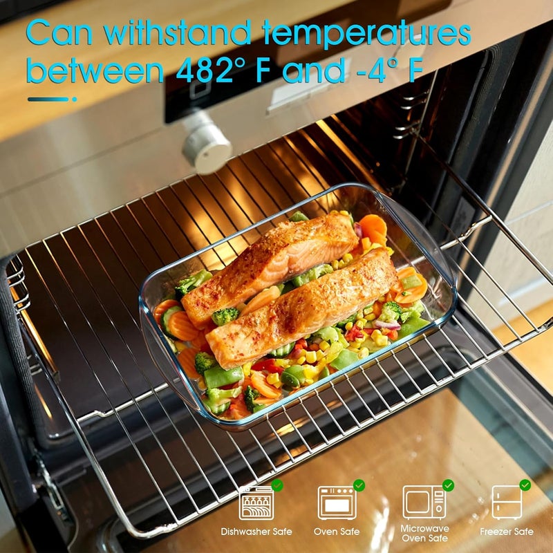 NUTRIUPS 1.8Quart Glass Baking Dish for Oven, 12x7x2in Tempered Lasagna Pan, Rectangular Oven Safe - Image 3