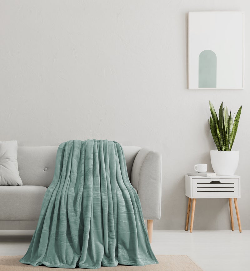 MORANO Viva Soft Throw Blanket | Single Size 150x220 cm | Lightweight 250 gsm | Color - Fresh Mint Green | Ideal for Beds, Sofa or Travel - Image 1