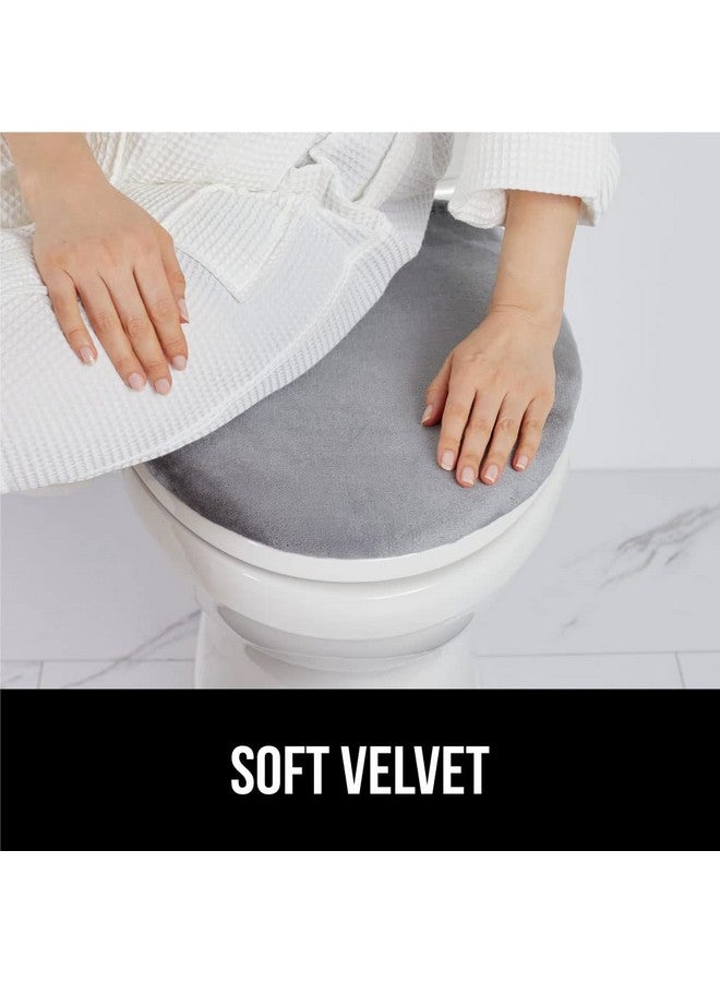 Gorilla Grip غطاء مقعد مرحاض من جوريلا جريب مصنوع من فوم الذاكرة، يبقى في مكانه مع حواف مرنة، أغطية حمام ناعمة من المخمل، تناسب عالمي لأغطية أوعية الحمام المستطيلة المستديرة المطولة، قابلة للغسل، رمادي - Image 4