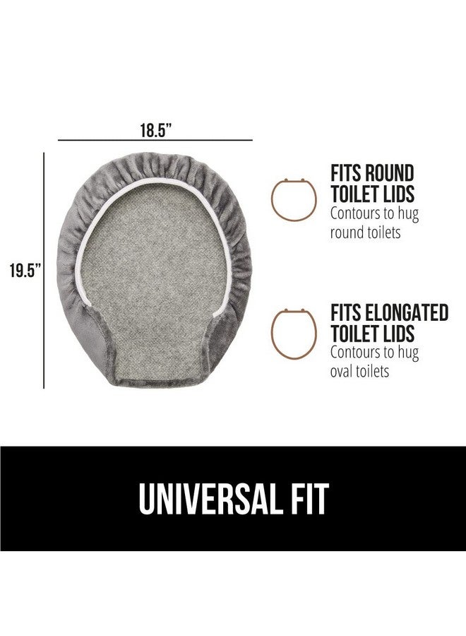 Gorilla Grip غطاء مقعد مرحاض من جوريلا جريب مصنوع من فوم الذاكرة، يبقى في مكانه مع حواف مرنة، أغطية حمام ناعمة من المخمل، تناسب عالمي لأغطية أوعية الحمام المستطيلة المستديرة المطولة، قابلة للغسل، رمادي - Image 5