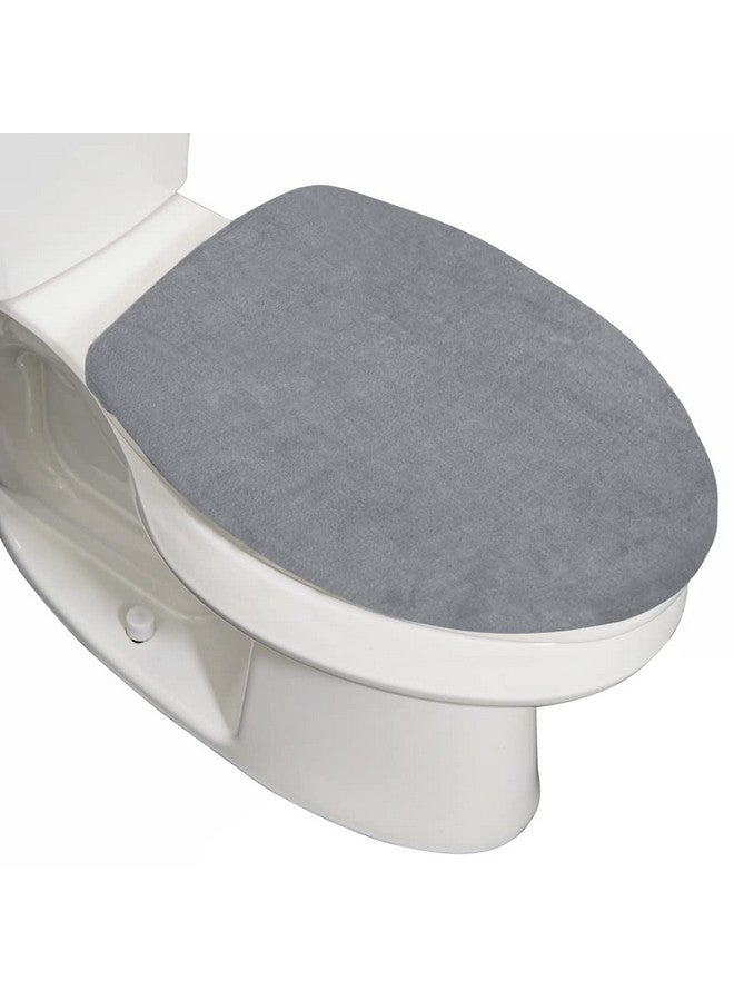 Gorilla Grip غطاء مقعد مرحاض من جوريلا جريب مصنوع من فوم الذاكرة، يبقى في مكانه مع حواف مرنة، أغطية حمام ناعمة من المخمل، تناسب عالمي لأغطية أوعية الحمام المستطيلة المستديرة المطولة، قابلة للغسل، رمادي - Image 1