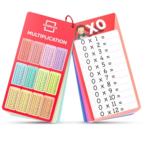 SCRIBBLEDO Dry Erase Multiplication Flash Cards Math 012 2nd 3rd 4th Grade Math Flash Cards Reusable Wipe Clean DoubleSided Multiplication Flashcards for Classroom Homeschool Times Tables - Image 1