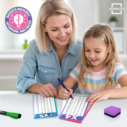 SCRIBBLEDO Dry Erase Multiplication Flash Cards Math 012 2nd 3rd 4th Grade Math Flash Cards Reusable Wipe Clean DoubleSided Multiplication Flashcards for Classroom Homeschool Times Tables - Image 5