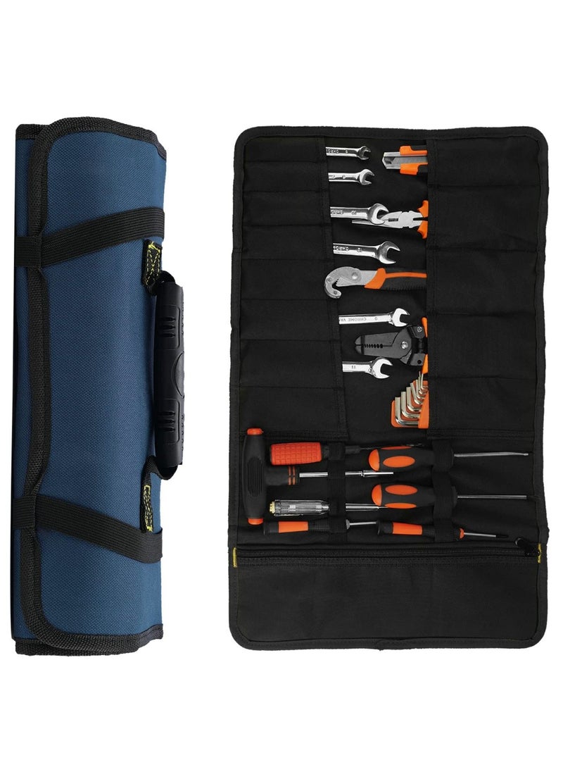Excefore - 13 Pockets Tool Roll Wrench Roll Pouch, Tarp Wrench Roll Organizer, Portable Tool Pouch for Electrician, Plumber, Carpenter, or Mechanic - Image 1