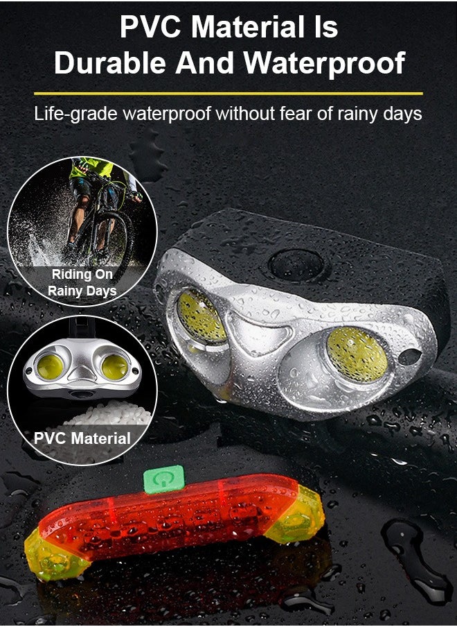 Generic - Bike Lights Set,Super Bright USB Rechargeable Headlight and Rear Taillights with Many Lighting Modes,Waterproof,Easy To Fit,Bicycle Lights Set for Night Cycling Road Mountain Riding - Image 1