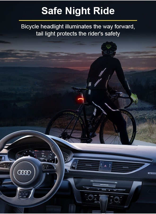 Generic - Bike Lights Set,Super Bright USB Rechargeable Headlight and Rear Taillights with Many Lighting Modes,Waterproof,Easy To Fit,Bicycle Lights Set for Night Cycling Road Mountain Riding - Image 1