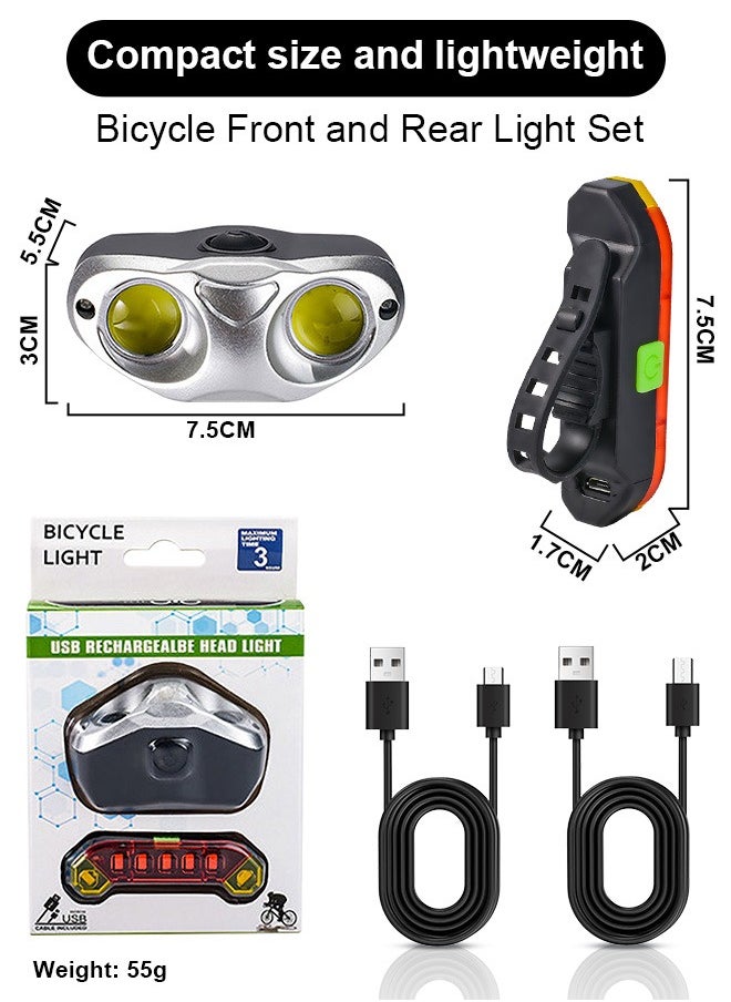 Generic - Bike Lights Set,Super Bright USB Rechargeable Headlight and Rear Taillights with Many Lighting Modes,Waterproof,Easy To Fit,Bicycle Lights Set for Night Cycling Road Mountain Riding - Image 1