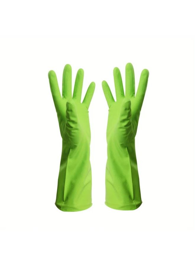 Green Household Cleaning Gloves Reusable Dish Washing Latex Gloves 12.2 Inch - Image 1