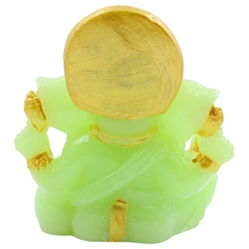 Karigaari Ideas Hand Crafted Lord Ganesha Statue for Home Temple Office Car Dashboard Decor Green KK0655 - Image 5