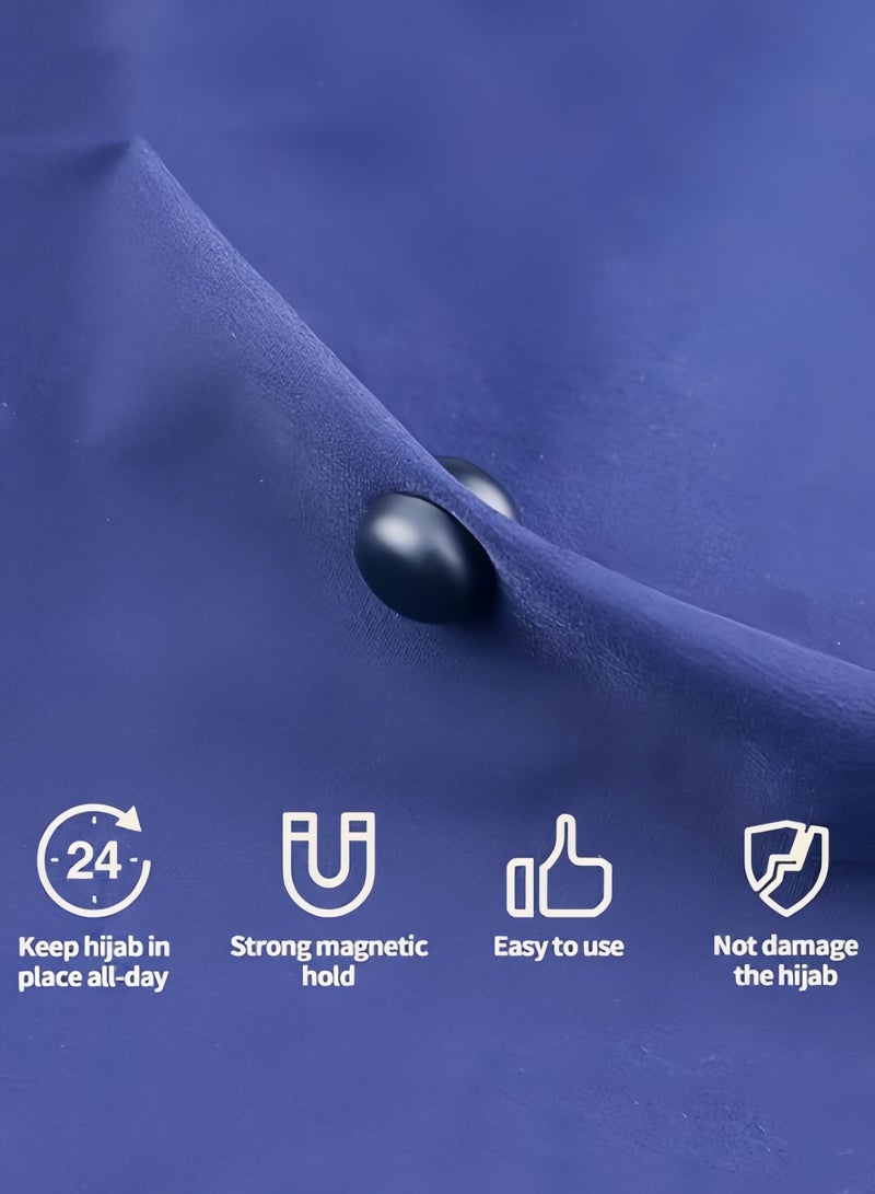 8 مجموعة المغناطيس الحجاب وشاح بروش دبابيس للمرأة زينت الاكسسوارات السيدات وشاح حريري شال ثنائي الاستخدام طوق كليب الأسود - Image 4