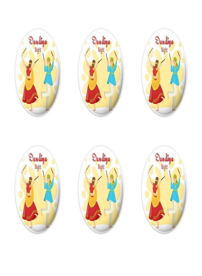 Hubops dandiya night badge Round Pin Button Badge for Navratri Celebration garba dandiya Other Events (58mm pack of 6) - Image 1