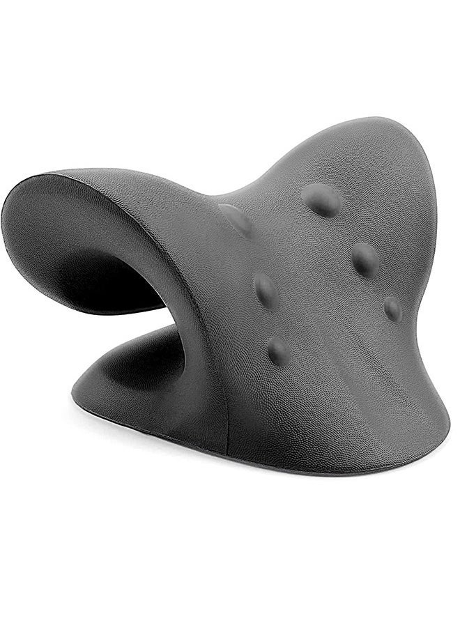 إسكدنيا Neck and Shoulder Relaxer,Cervical Traction Device for TMJ Pain Relief and Cervical Spine Alignment,Chiropractic Pillow,Neck Stretcher (Black) - Image 3