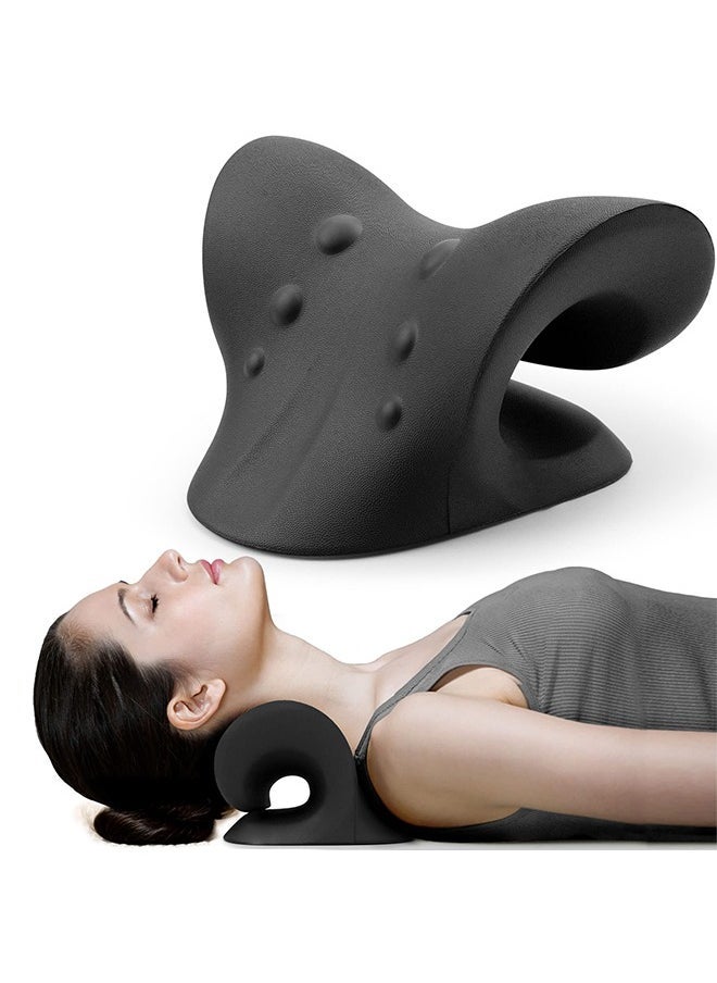 إسكدنيا Neck and Shoulder Relaxer,Cervical Traction Device for TMJ Pain Relief and Cervical Spine Alignment,Chiropractic Pillow,Neck Stretcher (Black) - Image 5